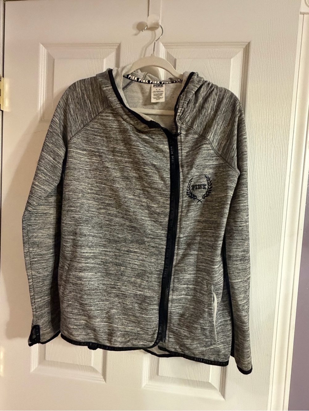 PINK Victoria's Secret Grey Hooded Zip Jacket Size Medium